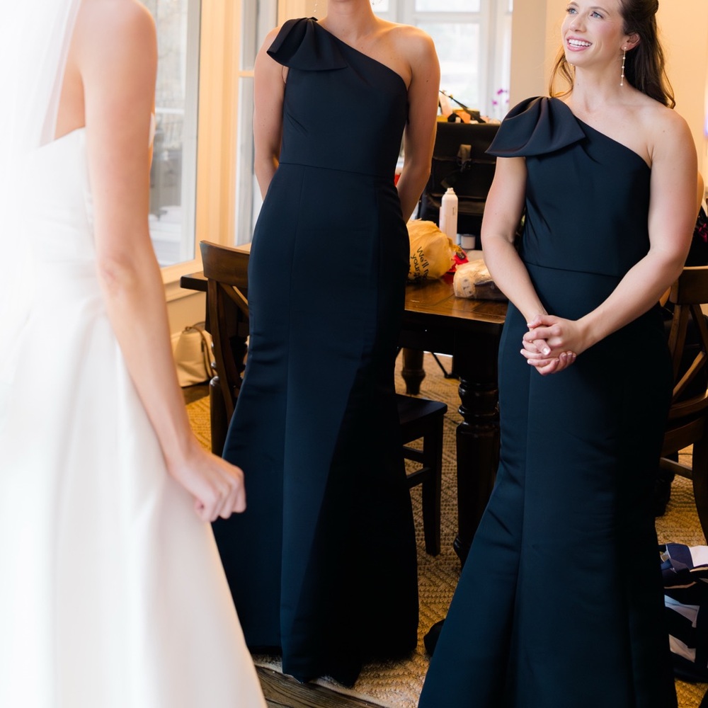 One-Shoulder Black Gown with Bow Detail - Amsale Sierra GB 199A